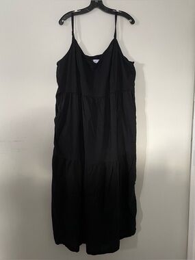 Old Navy Black Cami Maxi Dress XXL Oversized Cotton Capsule Wardrobe Minimalist